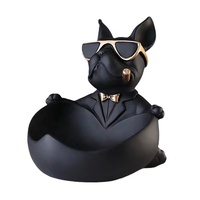 Boîte de rangement pour clés en résine colorée en forme de bouledogue français, figurine décorative de chien, plateau pour entrée, bureau, décoration de la maison, cadeau