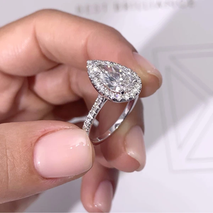 Handgemaakte Custom 14K Wit Goud Met 1ct Peer <span class=keywords><strong>Cut</strong></span> Moissanite <span class=keywords><strong>Diamond</strong></span> Eternity Engagement Ring - Product Image 5