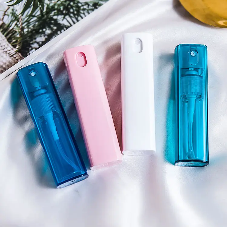 hot sale product 10ml easy fill refillable travel square plastic perfume twist up colored atomizer portable liquid container