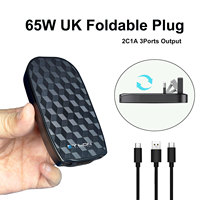 Productos Más Vendidos 2026, Adaptador de Viaje Ultra Delgado y Rápido, Cargador PD GaN, Cargador de Pared USB C Plegable de 65W con Enchufe para Reino Unido, para Laptop