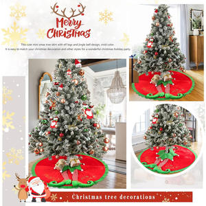 Gonna per Albero di Natale Premium Rossa con Motivo Elfo, Nuovo Materiale in Tessuto Cinese, Motivo Vintage, Perfetta per Decorazioni Natalizie - Product Image 4