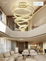 Suspension Moderne Simple Anneau, Grande Lampe de Plafond Cercle en Cristal de Luxe, pour Escalier Long, Décoration Hôtel Maison, Lustre LED