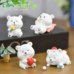 Weij Micro-paesaggio Fai-da-Te con Orso, Decorazione Bonsai, Animale in Resina che Tiene un Cuore, Mangia Ghiaccio - Product Image 4