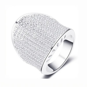 Anello Cocktail T0308 in Argento 925 Placcato Rodio con Cristalli e Strass, Gioiello da Festa per Donne - Product Image 2