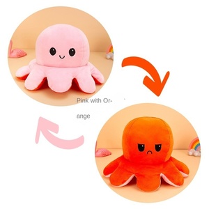 Filet rouge <span class=keywords><strong>Double</strong></span> <span class=keywords><strong>face</strong></span> Flip <span class=keywords><strong>poulpe</strong></span> lavé ours conception peluche poupée PP coton pour enfants maille soulagement du Stress cadeaux d'anniversaire - Product Image 1