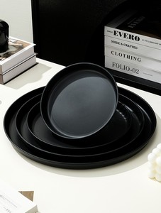 Europäischer Stil Massives Polypropylen Schwarzes Rundes Tablett für Hotel-Dinner, Haushalt, Teetassen-Aufbewahrung, Café, Brot- und Kuchenplatte - Product Image 6