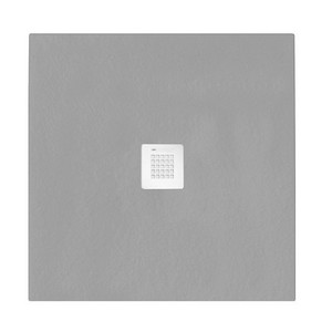 Receveur de douche carré gris 90x90cm Serenity, design européen moderne, en pierre artificielle, étanche, pour salle de bain ou hôtel - Product Image 1
