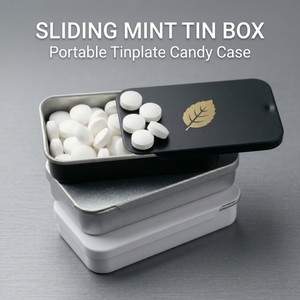 Vietnam WeWood Portable <b>Sliding</b> Mint Tin Box Custom Logo Rectangular Metal Candy Case <b>Small</b> Pocket Tinplate Container - Product Image 1
