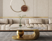Table basse moderne en acier inoxydable argenté et doré, table à thé rectangulaire ou ovale, ensemble de tables basses populaires, mobilier