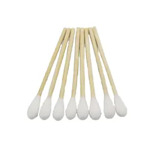 Dental Use 15cm Non Sterile Wooden Handle Long Sticks Tipped Head Cotton Buds Applicator