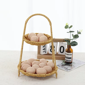 Keranjang Buah Anyaman Tangan Gaya Eropa Rak Penyimpanan Bertingkat untuk Dapur Ruang Tamu Pengatur Camilan Dekorasi Rumah - Product Image 3