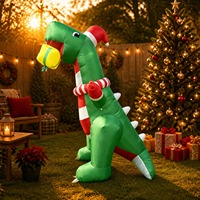 Cappello di Babbo Natale Gonfiabile a Forma di Dinosauro Verde con Luci LED, Impermeabile, Alimentato a Corrente Continua, per Decorazioni Natalizie di Casa, Hotel e Giardino
