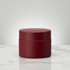 High-End Matte Dark Red Cosmetic Lotion Cream <b>Jar</b> <b>Empty</b> Frosted Wide Mouth Face Cream Lid Rose Gold Glass Plastic Cap - Product Image 4
