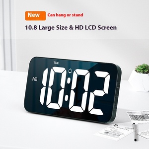 Lớn 10.8 inch kỹ thuật số <span class=keywords><strong>LED</strong></span> đồng hồ báo thức hiện đại im lặng mặt duy nhất tuần hiển thị đồng hồ treo tường nhựa câm màn hình cho phòng khách - Product Image 5