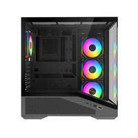 Full View Mid Tower ATX Gaming Case Tempered Glass Front and Side With Cooling Holes Supports 360mm Top Radiator Port in Stock