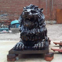 Vente en gros de lion Sculpture en bronze Statues de lion en laiton Lion assis Tête de jardin en bronze