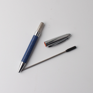 Bolígrafo de Acero Inoxidable con Acabado en Cuero Azul - Product Image 6