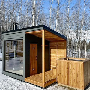 Sauna en bois d'extérieur Infraspa/Lay Down - Combinaison de douche à vapeur pour 6 à 8 personnes, sauna en palettes de bois pour la vente dans la cour - Product Image 4
