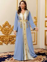 Robe Abaya Traditionnelle Modeste pour Femmes du Moyen-Orient Y3, Robe Arabe à la Mode, Broderie en Dentelle, Longueur Cheville, Manches Longues, Deux Pièces