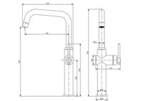 Robinet de cuisine moderne monocommande en acier inoxydable brossé avec douchette extractible, col de cygne haute portée, à poser sur plan