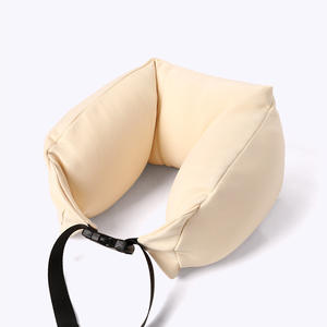 Almohada de Viaje en Forma de U Estilo Japonés, 28x26x14cm, Poliéster Beige, Almohada Portátil de Soporte para Dormir en la Oficina - Product Image 1