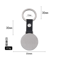 Logo personnalisé gravé au laser en forme de Ronud porte-clés en cuir vierge en acier inoxydable brossé porte-clés pendentif étiquette