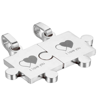 Collier puzzle détachable personnalisé en forme de plaque d'identification pour chien, cadeau idéal pour meilleur ami, amoureux ou couple, en métal artisanal