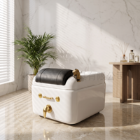 Fauteuil de pédicure de luxe rose sans plomberie avec bain de pieds à jets en acrylique, mobilier de massage relaxant populaire pour salon de beauté et de manucure