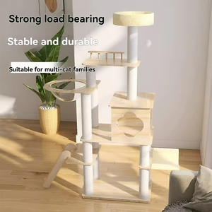 Lusso moderno gatto albero torre di legno Pet casa con struttura arrampicata lettiera modello animale contemporaneo Scratcher House per gatti - Product Image 3