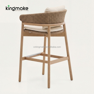 Mobili da Esterno Durevoli per Resort, <span class=keywords><strong>Hotel</strong></span>, Bar e Giardino: Sgabelli da Bar Commerciali in Vimini Intrecciato e Teak - Product Image 3