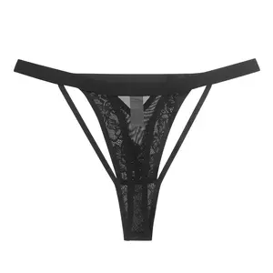 Nueva Tanga sexy hueca femenina de cintura baja sin costuras cómoda textura de entrepierna de algodón de ropa interior de alta calidad Comercio exterior femenino