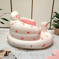 Chaise gonflable pour bébé, imprimé lapin rose, 3 couches anti-retournement, chaise de sol portable pour l'apprentissage des tout-petits, support de bain doux pour l'intérieur