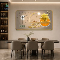 Jam Dinding Seni Porselen Kristal Digital LED Berlampu Rusa Pohon Emas Mewah Kustom untuk Ruang Tamu Ruang Makan