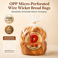 Sacs d'emballage de boulangerie micro-perforés imprimés sur mesure en gros, sacs à pain BOPP à haute transparence avec soufflet pour ligne automatique