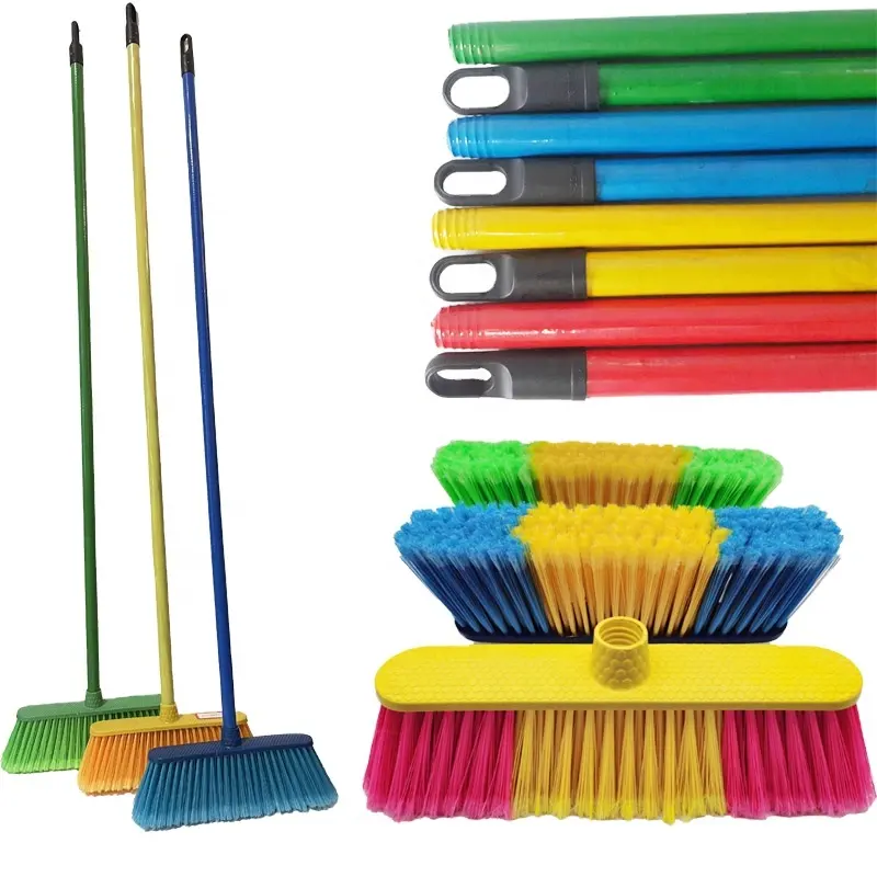 Artículos para el hogar Herramientas de limpieza Accesorios Escoba recta de madera/palo de fregona con revestimiento de PVC para juegos de escobas