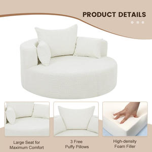 工場価格 おしゃれなリビングルーム家具 くつろぎソファ カラーカスタマイズ可能 ホテル向け 家庭用 ゆったりとした丸型 布製ソフトソファ - Product Image 3