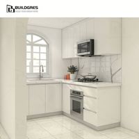 Kabinet Dapur Bentuk L Australia, Desain Terintegrasi Warna Putih, Panel Tahan Kelembapan, Tata Letak Penyimpanan Pintar untuk Renovasi Rumah