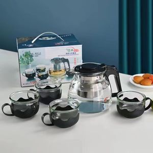 Service à thé en verre 5 pièces grande capacité avec filtre Kung Fu pour <span class=keywords><strong>la</strong></span> maison, <span class=keywords><strong>la</strong></span> restauration et les cafés - Product Image 1