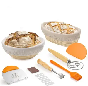 Schaukasten Brot-Stuhlkorb 10 Zoll oval 9 Zoll rund für Sauerteig Backen Starter Silikon-Brotschlinge