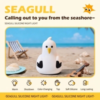 Lampe de chevet en silicone pour bébé, lampe tactile en forme de lune, lampe LED pour chambre d'enfant, lampe de nuit en forme de mouette, cadeau décoratif, lampe en silicone personnalisée