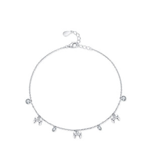 S925 Sterling Silver Zircon Romantic <b>Bow</b> Chain Bracelet for Women - Simple and Stylish Jewelry Customizable copper version - Product Image 1