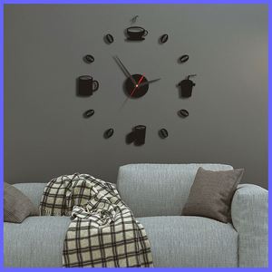 Horloge murale créative en acrylique 3D en forme de tasse à café, horloge numérique DIY pour la décoration de la maison, du salon et de la chambre - Product Image 3