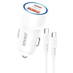 Cargador de Coche Jokade de 90W con Adaptador USB Tipo C y Cable Blanco - Product Image 1
