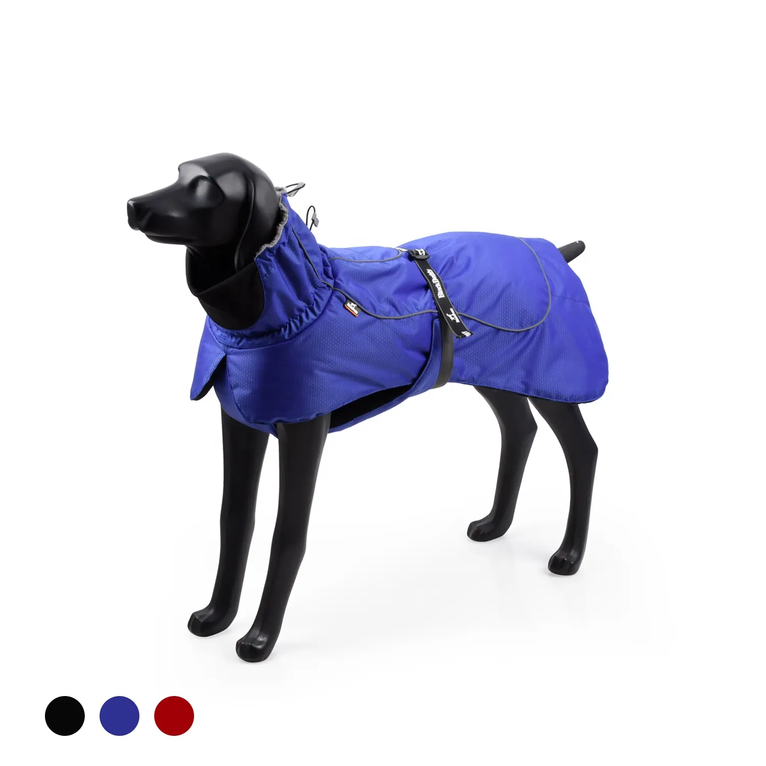 BlackDoggy Pet Clothing Dog Clothes Water Resistant Greyhound Winter Coat mit Fur Neck