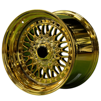 16 Zoll Chrom-Gold-Felgen JDM Räder 16*8,0J ET 25 PCD 4*100 4*114,3 CB 73,1 für Mazda Honda BMW E30 VW Golf MK2 3 Nissan KIA RS