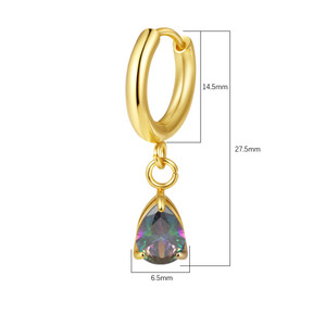 Pendientes <span class=keywords><strong>de</strong></span> Aro Huggie <span class=keywords><strong>de</strong></span> Acero Inoxidable al por Mayor con Colgante <span class=keywords><strong>de</strong></span> Lágrima <span class=keywords><strong>de</strong></span> Circonita Cúbica para Mujer, Joyería para Bodas y Fiestas - Product Image 4