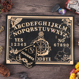 Wooden <b>Spirit</b> Board Set With Planchette Rectangle Rustic Design For Home Decoration Halloween - Product Image 4