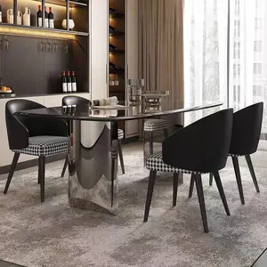 Personalizzabile nuovo design nero vetro superiore tavolo da pranzo set tavolo quadrato da pranzo per 6