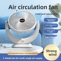 Ventilateur de bureau USB sans pales réglable, 5 pales, moteur sans balais en plastique, grande autonomie, grand vent, silencieux, refroidissement intégré
