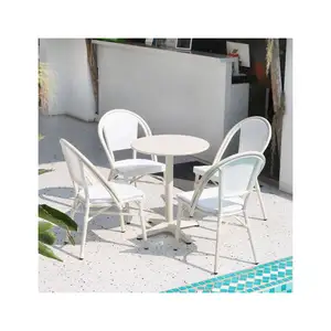 Sıcak satış bahçe mobilyaları beyaz sandalyeler toptan restoran teras mobilya sandalye seti açık